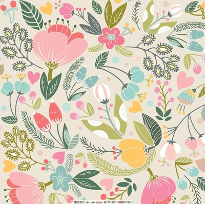 田園詩(shī)畫 可愛(ài)手繪花卉與蔬菜的無(wú)縫連續(xù)墻紙藝術(shù)